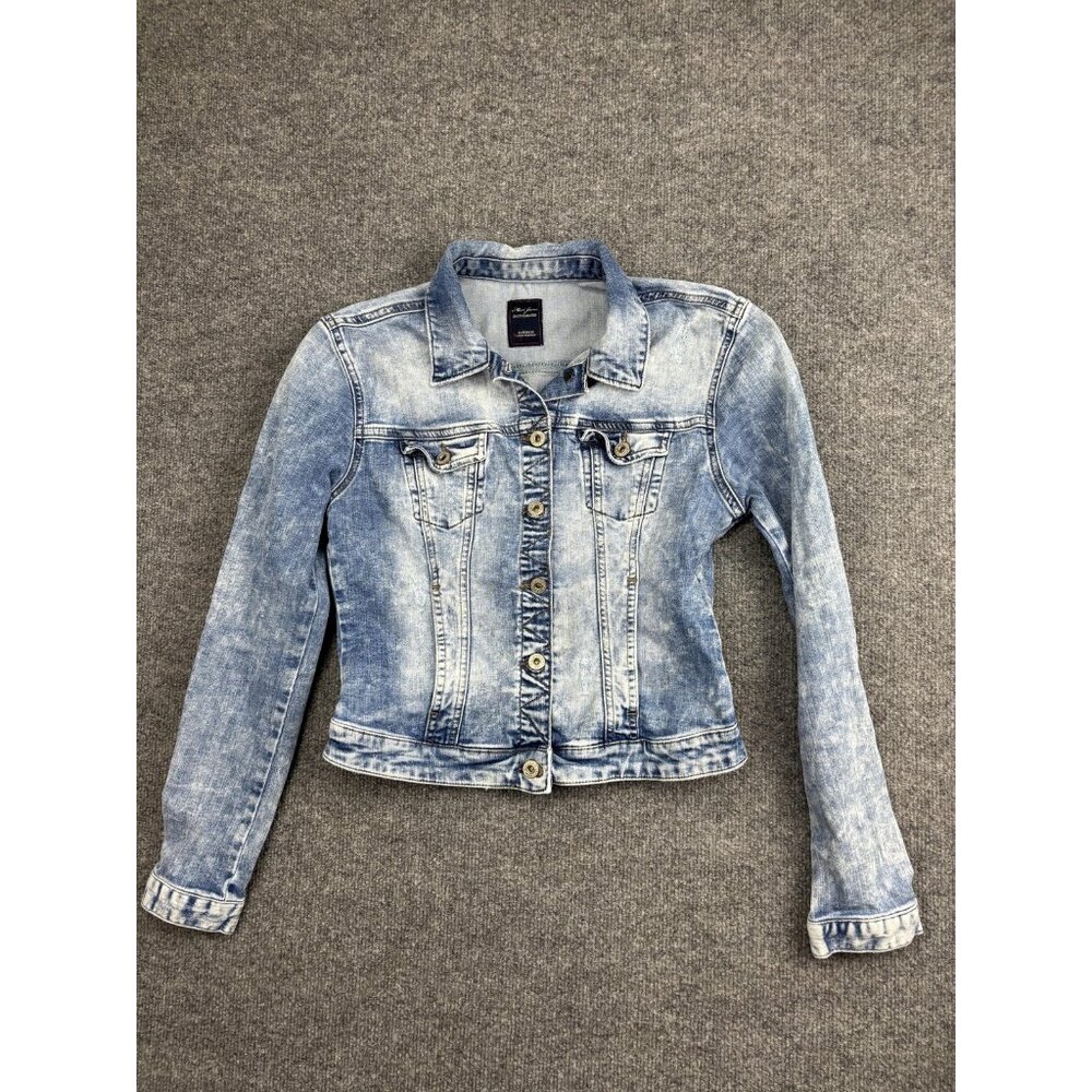 Mavi Denim Jean Jacket Womens Medium Blue Light Wash Fitted Stretch Classic